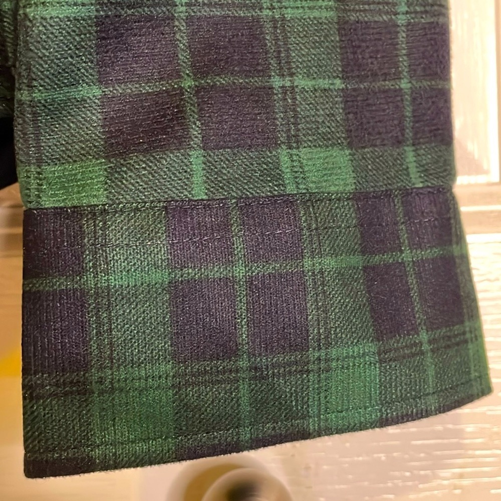 Plaid Button Down Polyester Fiber Shirt, Men’s XL, Green Navy - Picture 3 of 6